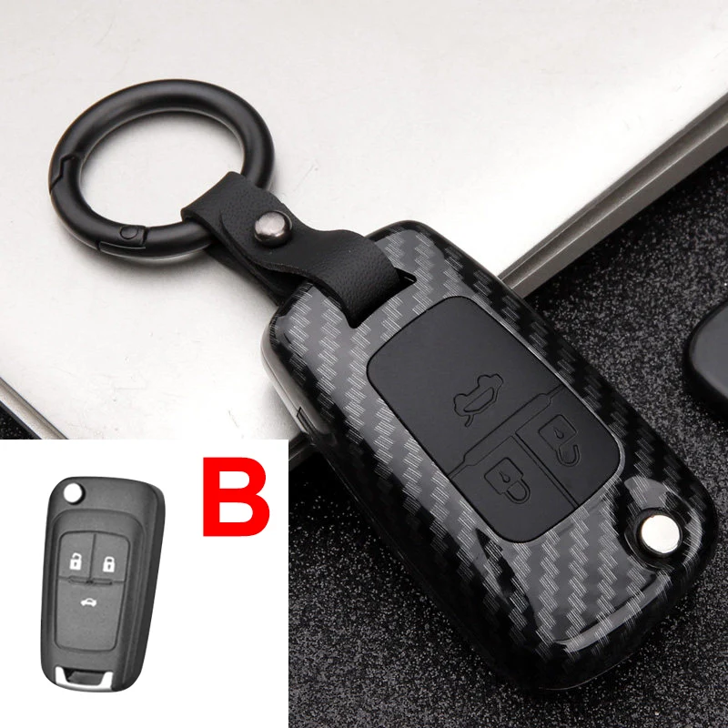 B Carbon Чехол для ключа автомобиля для Chevrolet Cruze Aveo Lova Epica Opel VAUXHALL Astra Corsa Antara Meriva Insignia Zafira C Mokka Karl - Название цвета: B Carbon