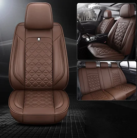 Fully enclosed leather car seat cover for Mitsubishi Pajero 4 2 Sport Outlander XL ASX Accessories Spray Gun Cover Pad - Название цвета: Brown (Standard)