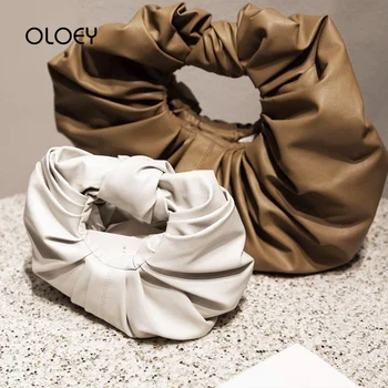 

Luxury Pleated Designer Handbags Women Bags Leather Female Shoulder Bag Elegant Underarm Bag Soft Horns Round clutch Sac A Main