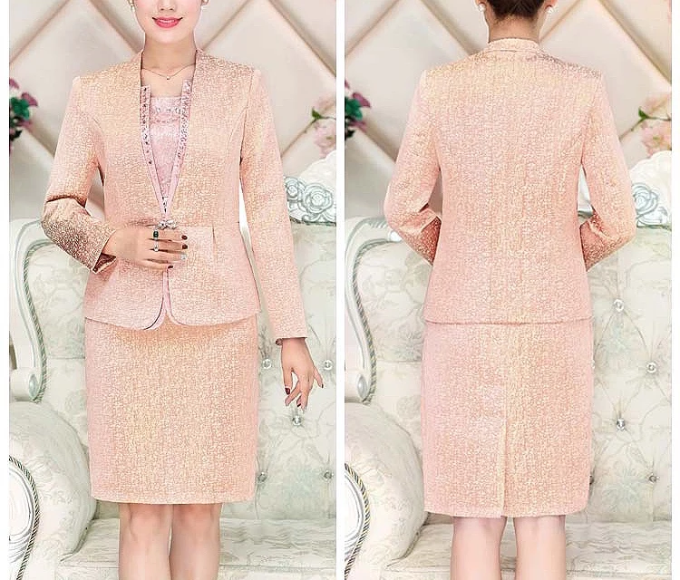 Lace Mother of the Bride Dresses Knee Length 2 Piece Jacket Wedding Party Groom Gown
