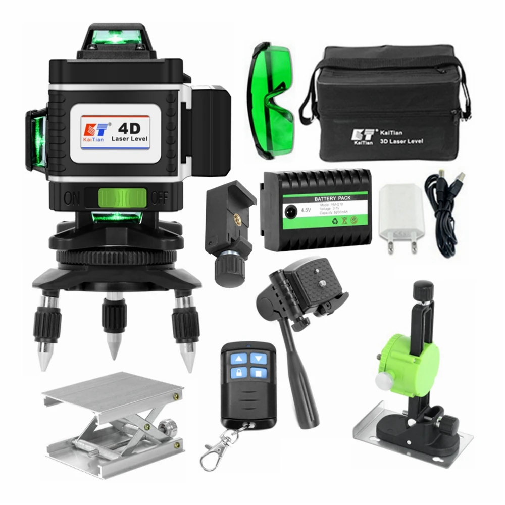 US $97.24 Kaitian 4d Laser Level Bracket Self Leveling 360 Horizontal Vertical Cross 16 Lines Super Powerful Green Line Nivel Lasers Level