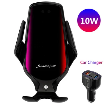 

Automatic Clamping Car Wireless Charger 10W Quick Charge for Iphone 11 Pro XR XS Huawei P30 Pro Qi Infrared Sensor Phone Holder