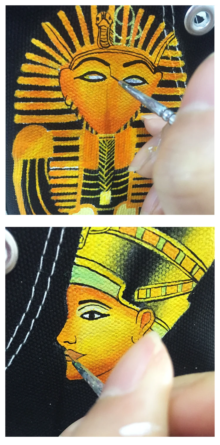 Вэнь ручная роспись обувь дизайн на заказ египетский фараон королева высокие холщовые кроссовки подарки для мужчин и женщин
