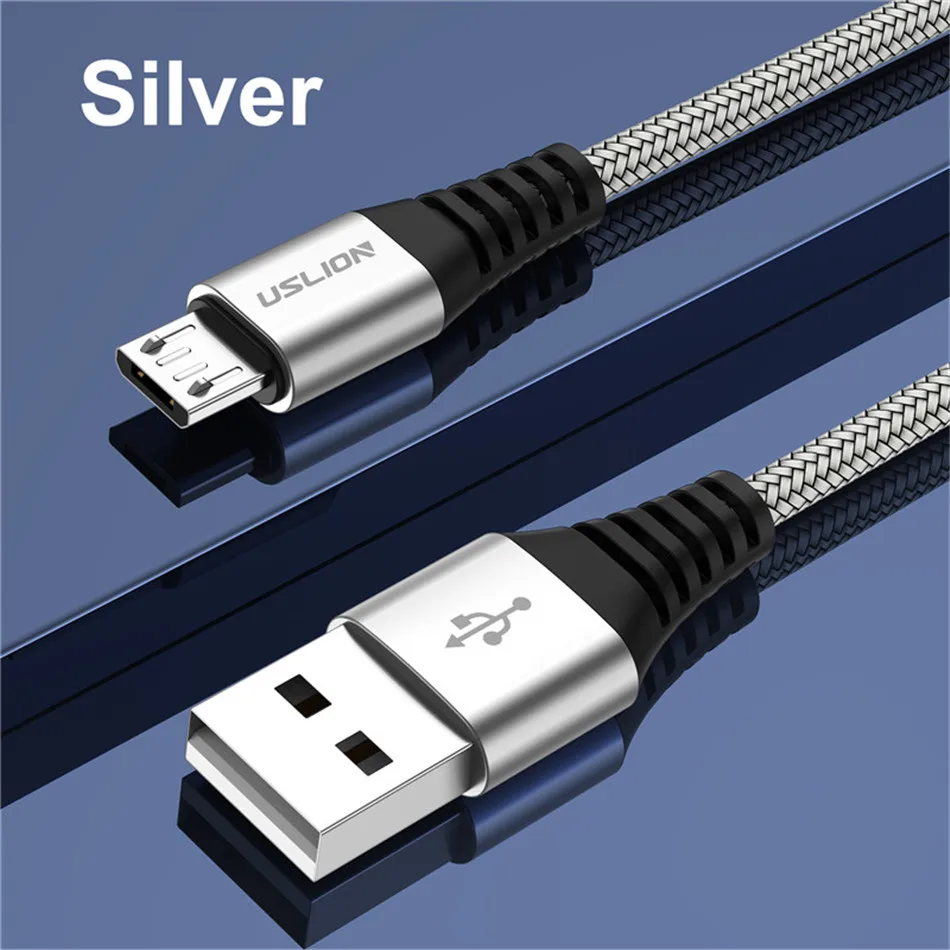 USLION Micro USB кабель 1 м 2 м 3A Быстрая зарядка зарядное устройство для Smaung Galaxy A5 J7 A5 Android Мобильный кабель передачи данных телефона для Xiaomi провода