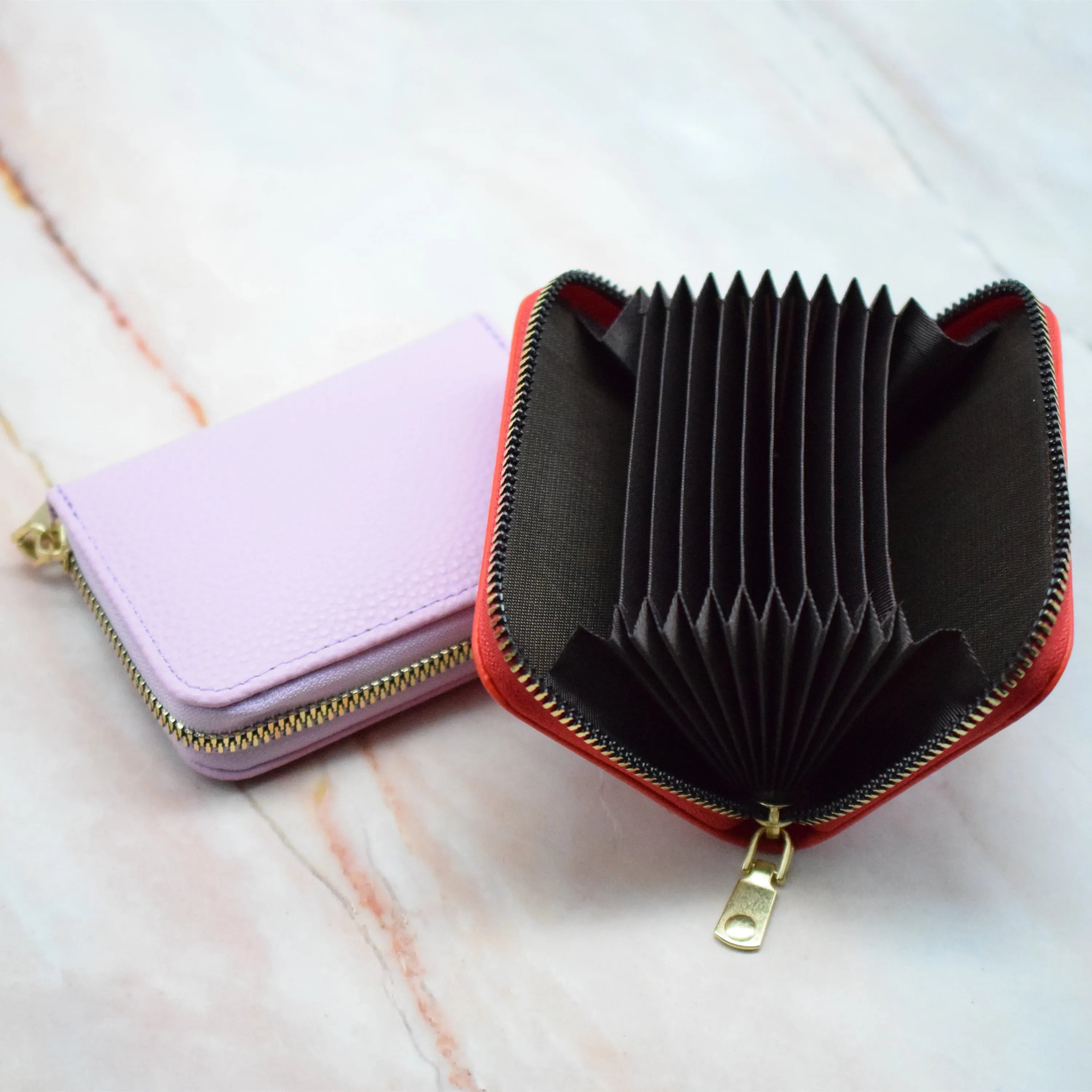 Tarjeta de portadores de identificación PU cuero titular de la tarjeta/negro/azul/Rosa titular de la tarjeta de negocio 11 Bits cremallera Color caso de la tarjeta de crédito