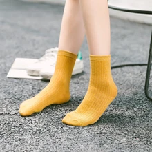 Новые цветные Harajuku ретро женские хлопковые высокие носки зимние корейские фиолетовые синие желтые розовые дизайнерские рождественские милые