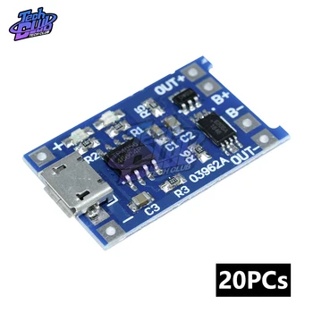 

20Ptype-c / Micro USB 5V 1A 18650 TP4056 Lithium Battery Charger Module Charging Board With Protection Dual Functions 1A Li-ion