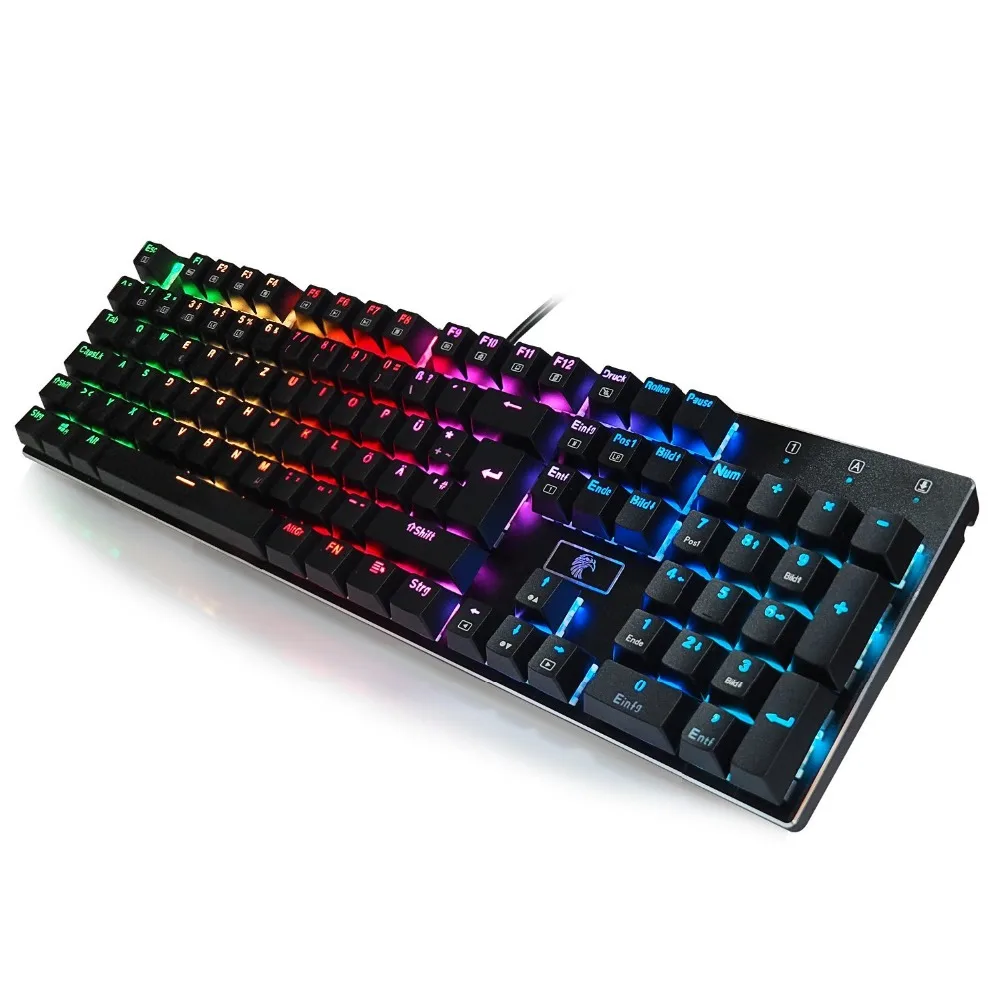 Z-88 RGB LED Backlit Mechanical Gaming Keyboard Metal Plate Outemu Brown Switches, 104 Keys Anti-ghosting QWERTY US Layout