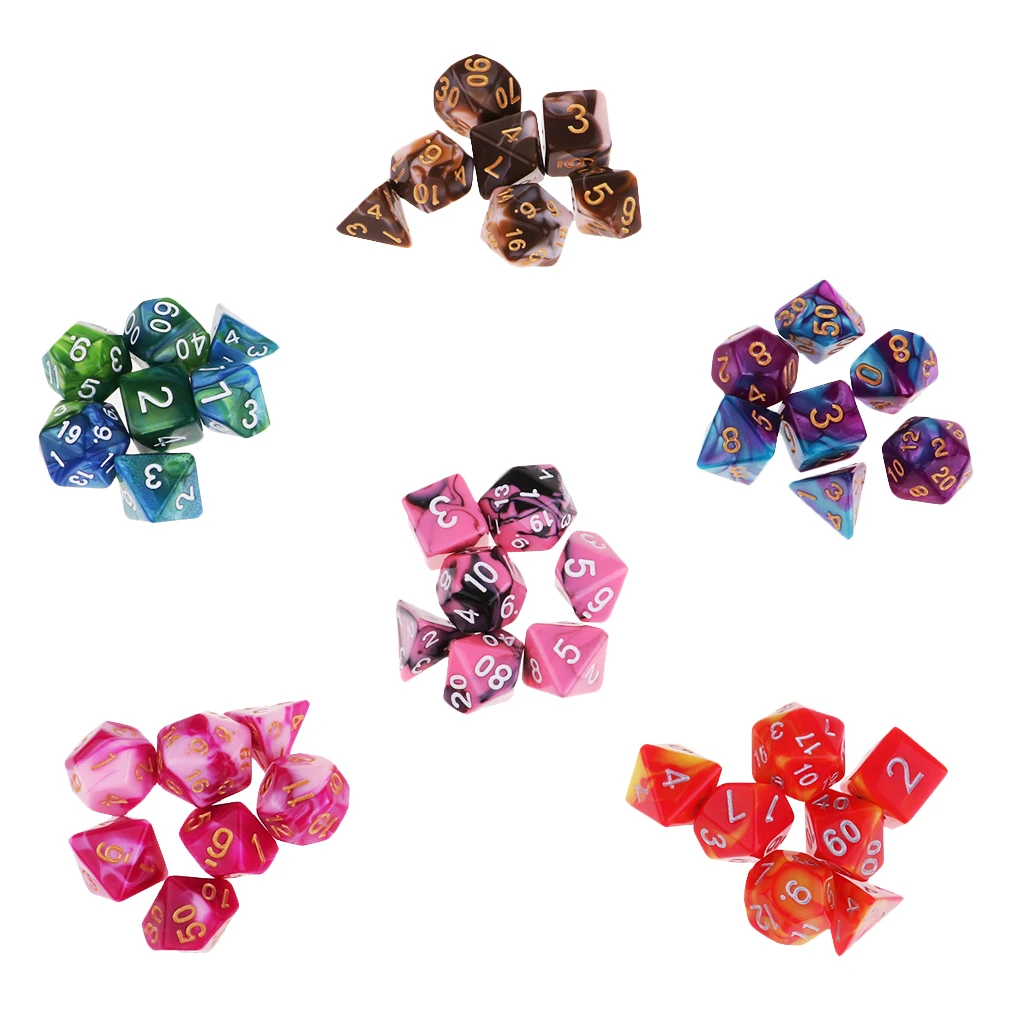 42x D4 D6 D8 D10 D12 D20 Dice Set w/ 7 Bags for TRPG MTG DND Roleplay Gifts