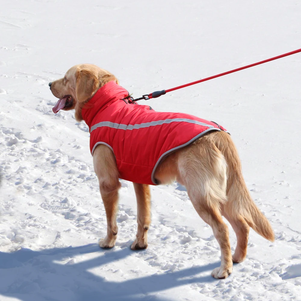 Водонепроницаемая одежда для больших собак, зимние теплые куртки для больших собак, стеганое флисовое пальто для домашних животных, безопасная Светоотражающая Дизайнерская одежда для собак