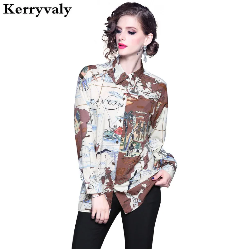 

Spring Printed Loose Long Sleeve Shirt Womens Tops and Blouses Blusas Femininas 2019 Tunique Femme Bluzki Damskie K8005