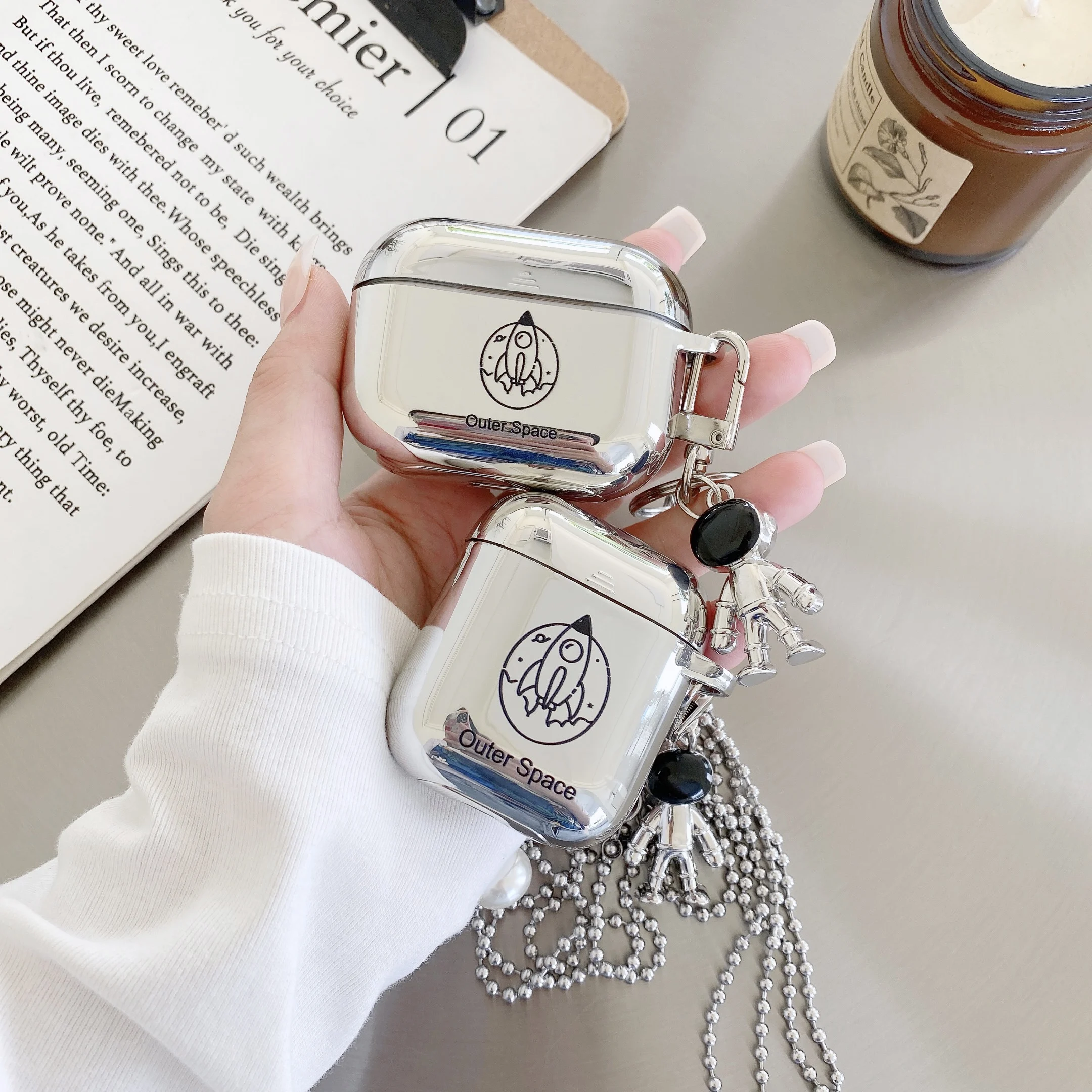 Защитный высококачественный чехол для Apple Airpods 1 2 Pro зарядный бокс IMD серебристый с