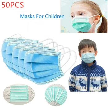 

50Pcs Children Kids Protective Mask Three-Layers Anti Dust Face Shield Hot