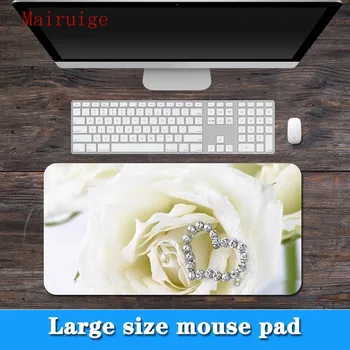 

Mairuige big promotion large size multi-size large white rose pattern lock PC computer notebook mouse pad