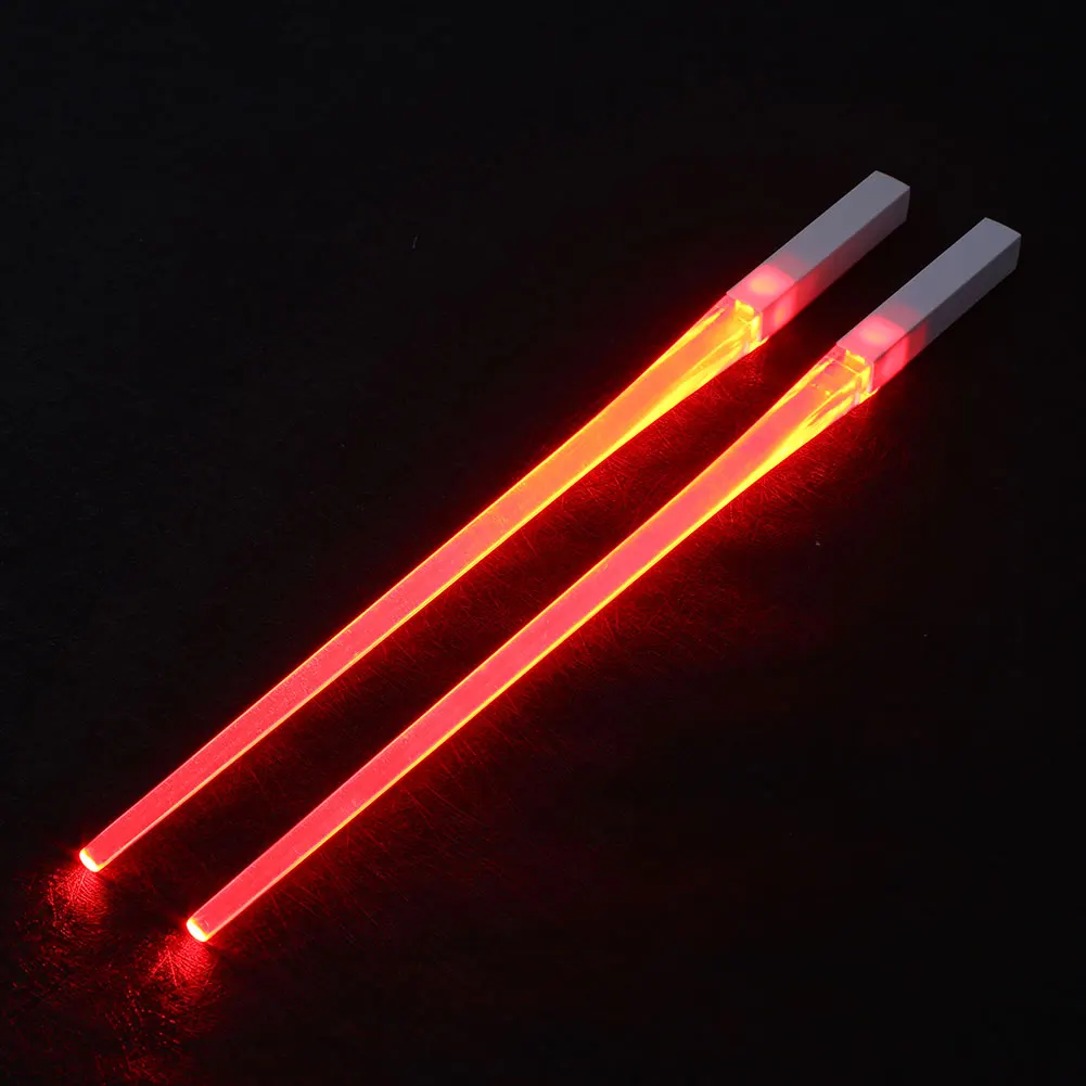 Red 2pcs/Pair Light Glowing Practical Luminous Chopsticks Party Tools Kitchen Home Accessories - Цвет: Red