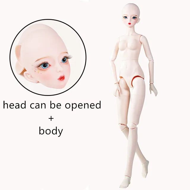 DBS 1/3 BJD кукла игрушки Обнаженная 62 см DF принцесса модные куклы шарнир тело белая кожа подарок на день рождения SD как кукла - Цвет: 6 Open the head