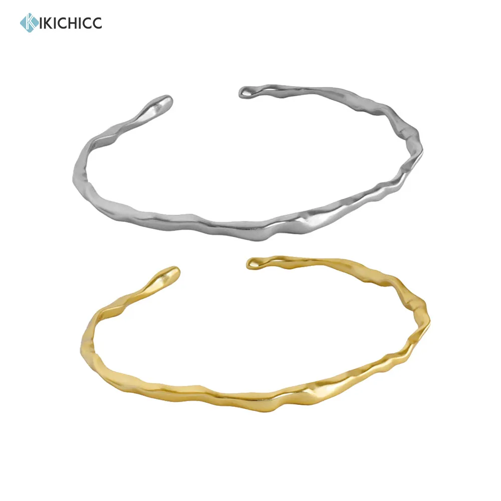 

KIKICHICC 2020 925 Sterling Silver Gold Twist Chain Bangle Slime Women Jewelry Gift Wedding Party Line Jewelry 2021 Fashion