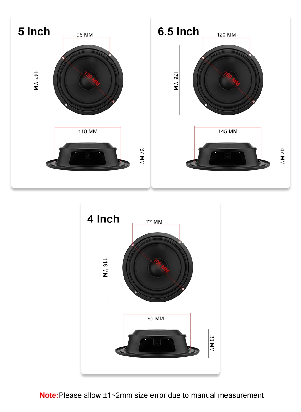 Description Picture 4 of itemAIYIMA 2Pcs Speaker Bass Radiator Passive Radiator 4 5 6.5 Inch Bass Vibration Membrane Woofer Speaker Accessories Parts