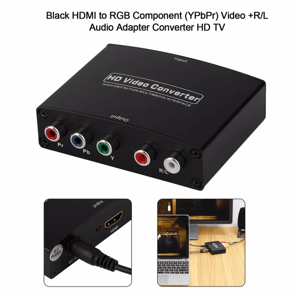 HDMI в RGB компонент(YPbPr) видео+ R/L аудио адаптер конвертер HD tv HD видео конвертер 2 канала LPCM 1,65 Гбит/с/165 МГц США штекер