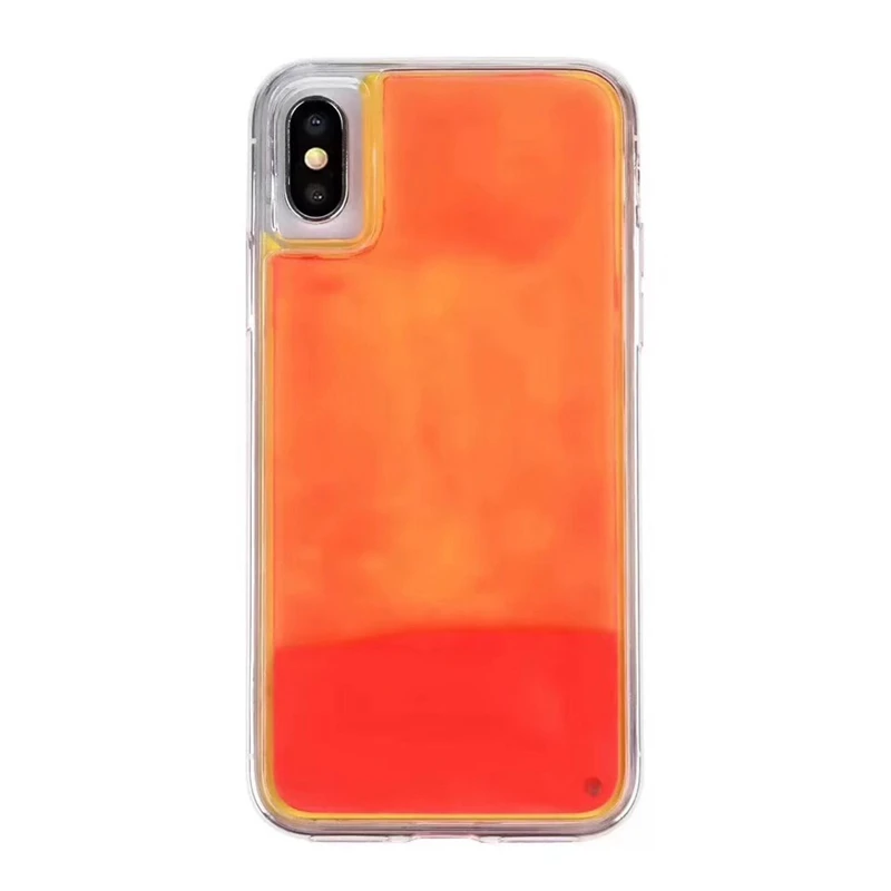Светящийся Чехол для мобильного телефона с неоновым песком iPhone XR XS max X 6 7 8 plus