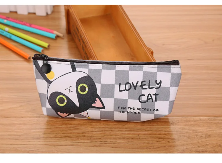 Kawaii Новинка милый Кот черный пенал с героями мультфильмов PU пенал, сумочка для ручек школьные канцелярские ручки сумка для монет для девочек мальчиков студентов