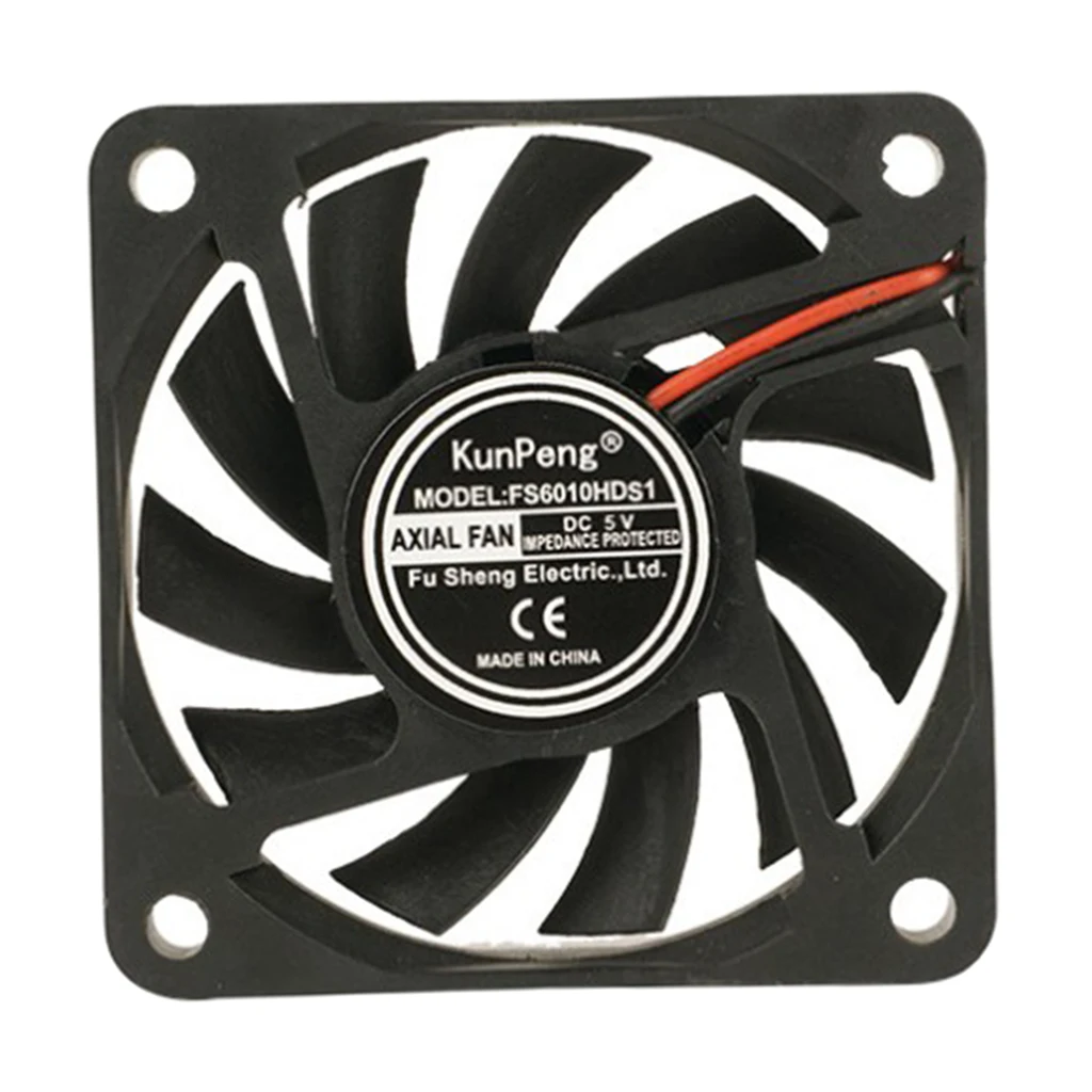 Black Cooling Fan 6010 5V 1.1W 6CM 60x60x10mm 2.4x2.4x0.4-inch, High Quality