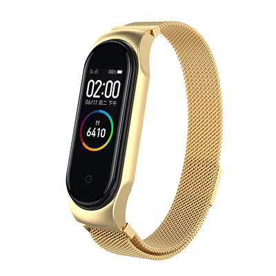 Золотой Металлический Миланский ремешок на запястье для Xiaomi Mi Band 4 3 Магнитный браслет ремешок Mi Band 4 Mi4 женский и мужской смарт-браслет аксессуары - Цвет: Золотой
