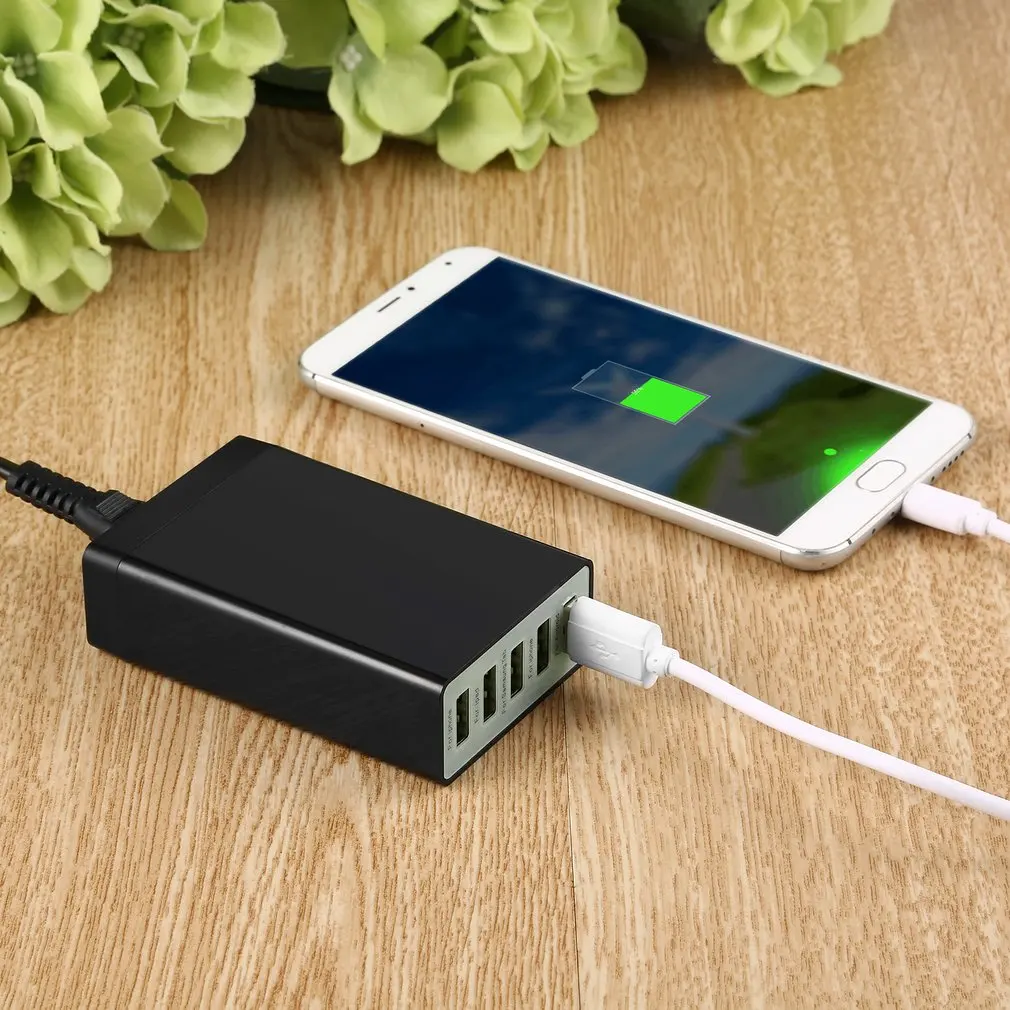 5 в 8A 5 портов USB зарядное устройство с кабелем для передачи данных высокоскоростное зарядное устройство для телефона настенный адаптер для зарядки смартфона розетка для зарядки с европейской вилкой