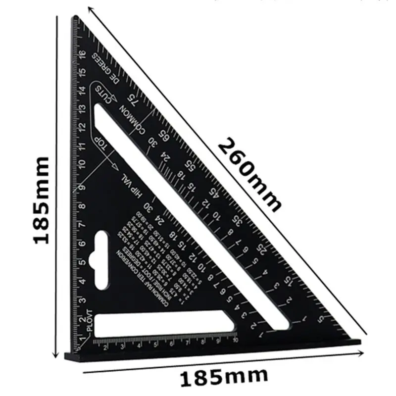 

7inch Triangle Ruler Aluminum Alloy Angle Protractor Speed Metric /Imperial