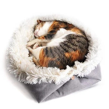 

Dual Use Square Puppy Pet Cat Dog Soft Warm Nest Kennel Bed Cave House Sleeping Bag Mat Pad Tent Pets Winter Warm Cozy Beds