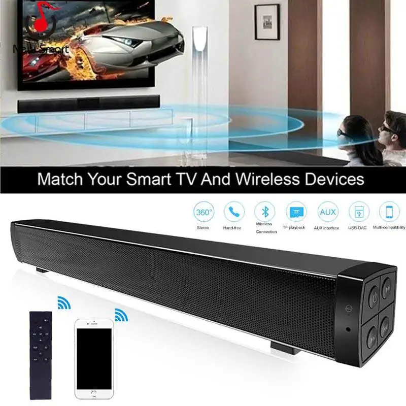10 Вт беспроводной Bluetooth Саундбар стерео колонки Hifi домашний кинотеатр тв звуковая панель система объемного звучания AUX TF FM радио колонка