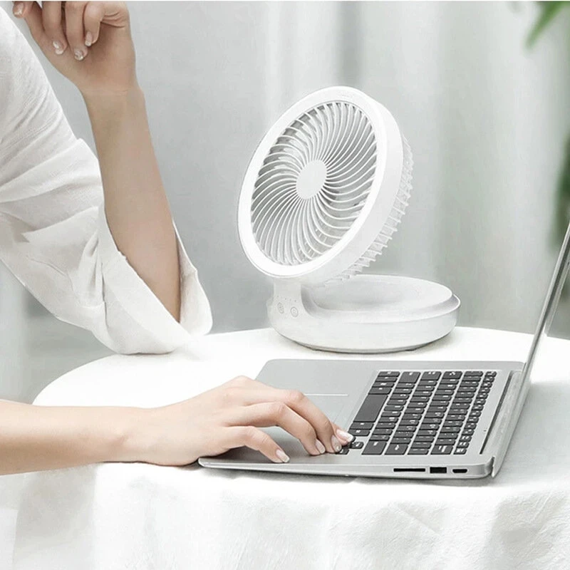 Edon E808 Wireless Suspended Air Circulation Fan USB Rechargeable Folding Electric Fan Night Light Touch Control 4 Wind Speed