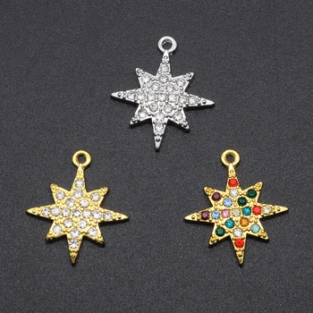 

5pcs/lot Fabulous 17mm Rainbow CZ Rhinestone Star Charm Pendant Wholesale Necklace Making Pendants Factory Sale