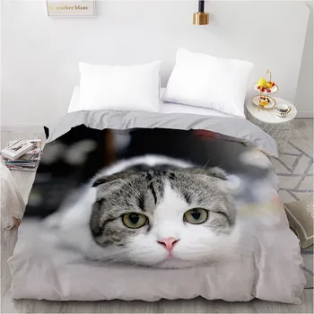 

3D Design Custom Duvet Quilt Comforter Blanket Cover Case Bed Linens Bedding Set Black 200x220cm Animals Dogs Cat Home Textile