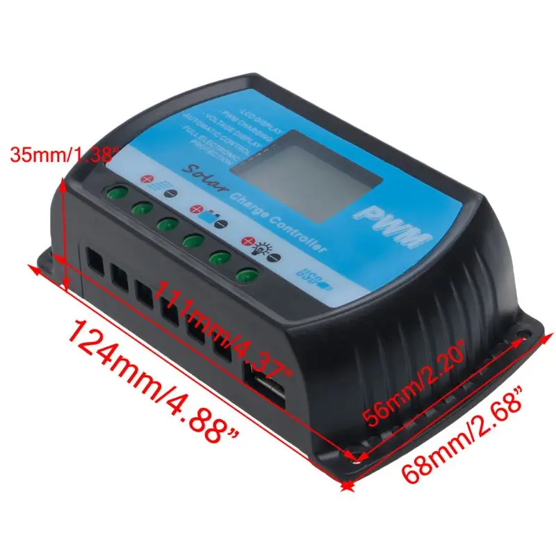 PWM 30A USB Панели солнечные контроллер заряда 12V 24V автоматический регулятор с ЖК-экраном компании "feilong"