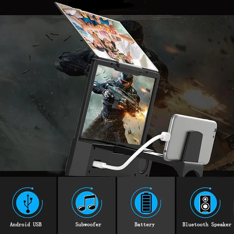 Увеличитель экрана мобильного телефона держатель для мобильного телефона, кронштейн колонка, bluetooth колонка, 3D видео лупа для мобильного телефона