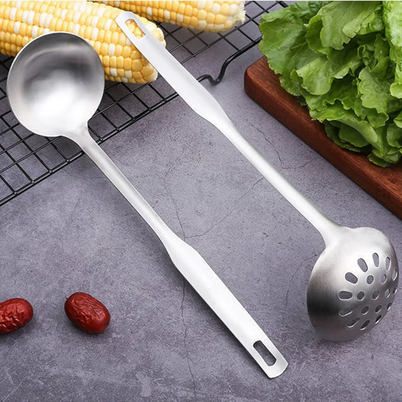 304 Stainless Steel Cooking Tools Set Long Handle Soup Spoon Ladle Colander Dumplings Hot Pot Strainer Kitchen Cookware Utensils