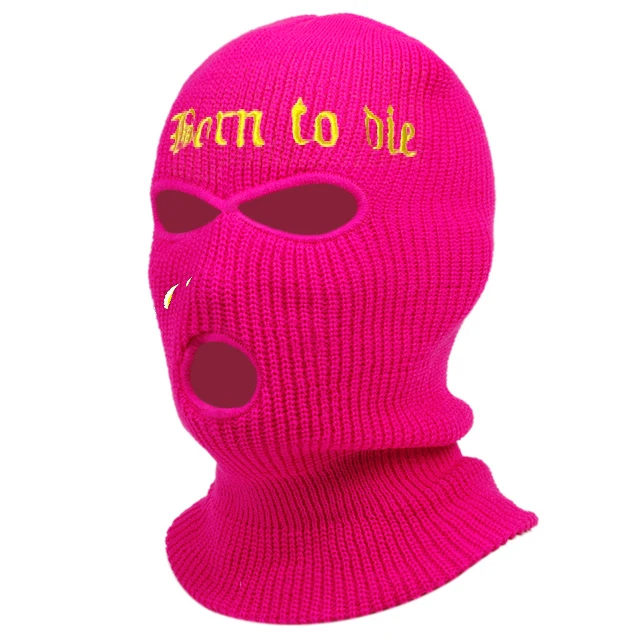 Fashion Broken Heart/Rose Flower Embroidery 3-hole Balaclava Knit Hat Army Tactical CS Winter Ski Riding Mask Beanie Prom Party 