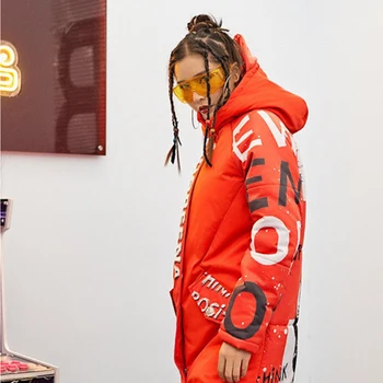 

New woman cotton-padded jacket Statue of Liberty graffiti-art retro fashion