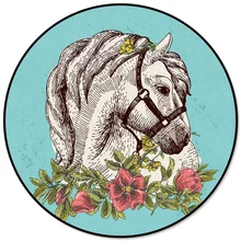 Животные богемный стиль белая лошадь круглый ковер очиститель столовая пледы коврики индивидуальные водонепроницаемые коврики ванная комната