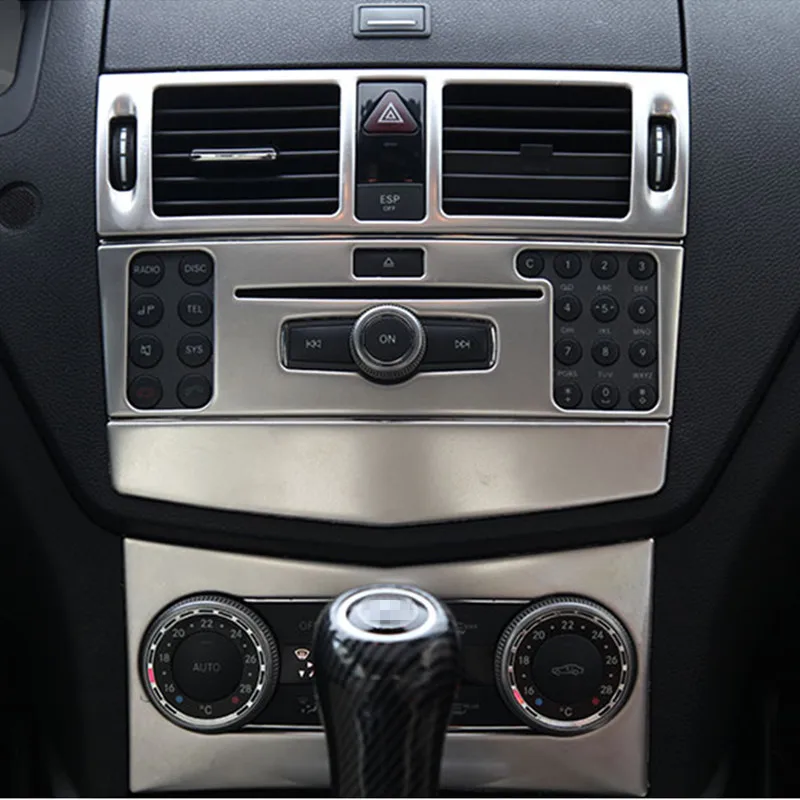 Car Styling Center Console Air Conditioner CD Panel Cover Trim 3Pcs For Mercedes Benz C Class W204 C200 C260 C300 C180 2007-2010