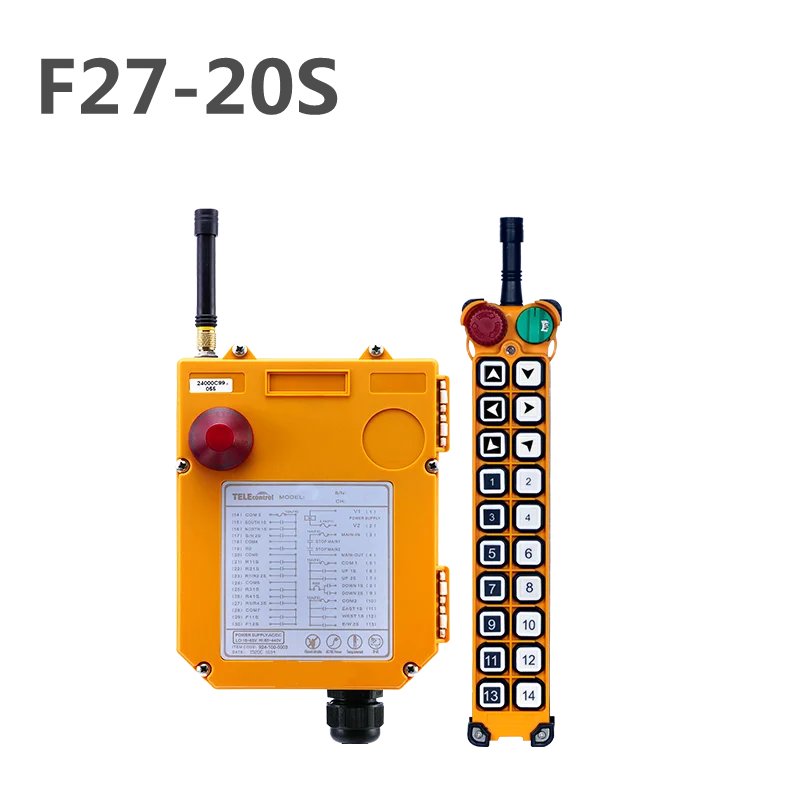 

36V 220V 380V AC Industrial Hoist Crane Remote Control F27-20S 20 Single Speed Buttons Lift Crane 1 transmitters 1receiver