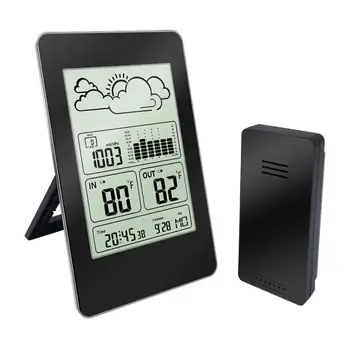 

Multifunction Weather Station Thermometer with Alarm Clock, Indoor Outdoor Temperature Air Pressure Weather Forecast Station