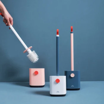 

Multicolor Durable Bathroom Accessories Replacement Portable Scrub Long Handle Cleaning Tool Toilet Brush Silicone Set