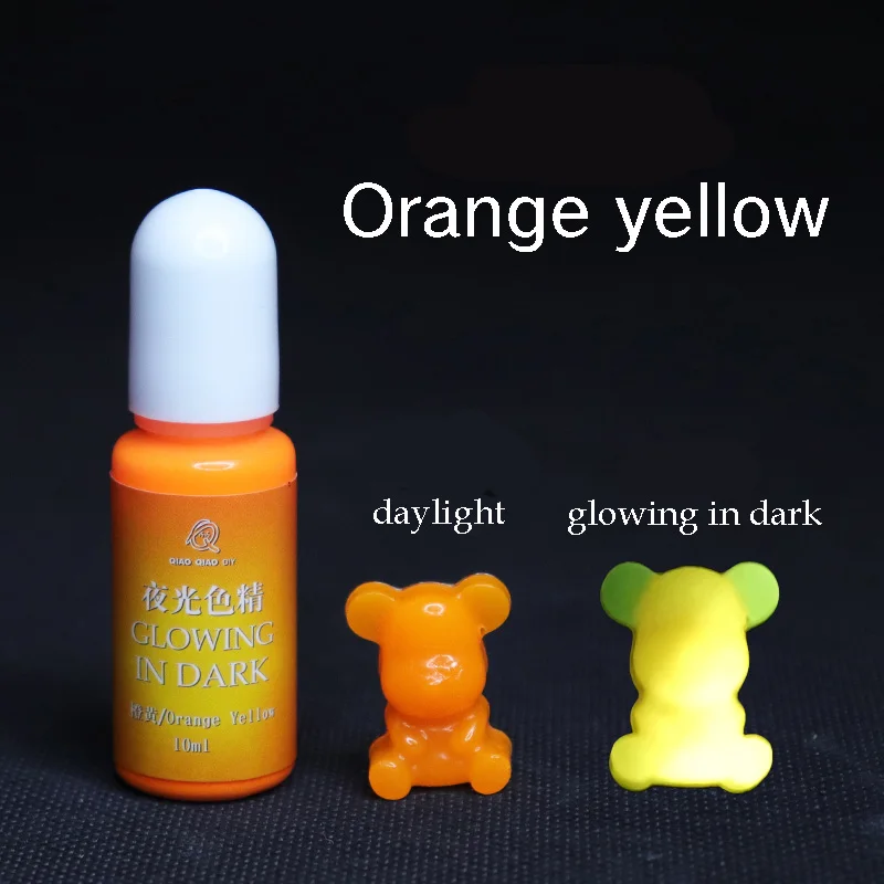 Orange yellow QIAOQIAO DIY 10 г/бутылка УФ смола светящийся в темноте пигмент DIY ручной работы искусство ремесла окрашивающий краситель - Цвет: Orange yellow