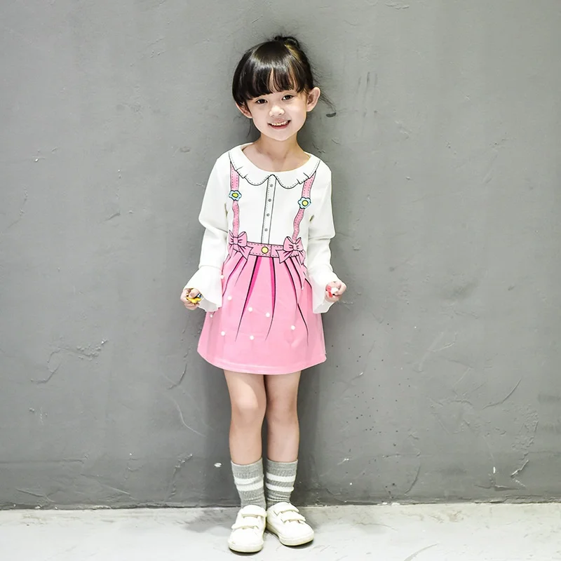 Платье для маленьких девочек; От 3 до 8 лет; Новое Осеннее милое платье принцессы с длинными рукавами и милым рисунком;# m