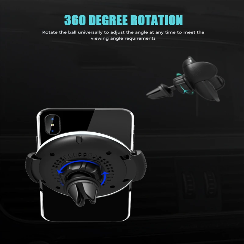 New Car Phone Holder Bracket Universal Auto Wireless Charger 360-Degree Adjustable Car Air Vent Mount Stand Mobile Phone Holder