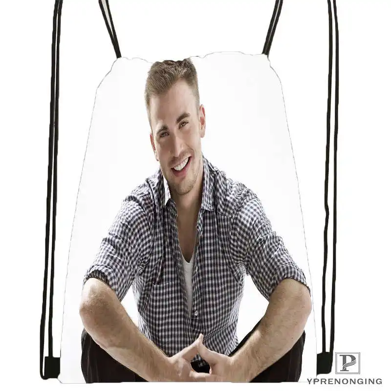Изготовленный На Заказ chris_evans_actor_guy_ DrawstringBackpackBagforMan женский милый рюкзак детский Ранец(черная спинка) 31x40 см#20180611-03-163
