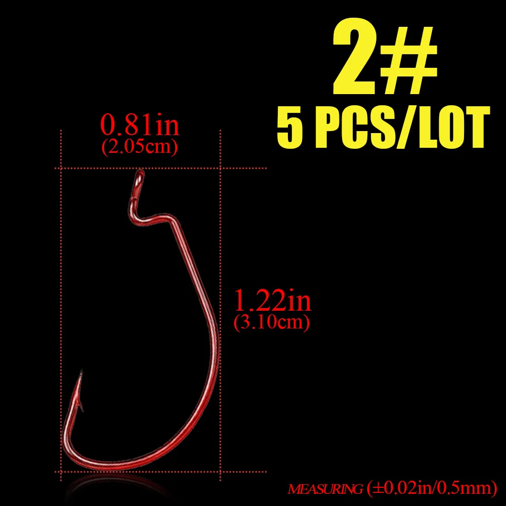 1 упаковка Офсетные Крючки для Червяков кольца с красными глазами 5/0#-6# рыболовные крючки для хвоста карпа gamakatsu - Цвет: size2