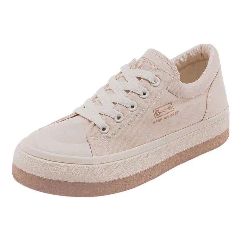 

Women Blossom Pink Canvas Shoes Female Thick Bottom Round Head Thin With Students During Summer Sandals